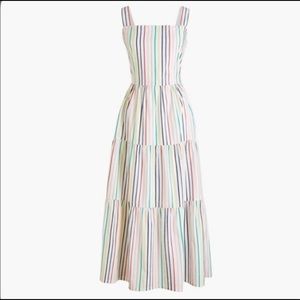 J. Crew Tiered Rainbow Stripe Maxi Dress